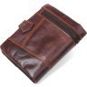 Мужской кошелек из коричневой кожи с хлястиком на кнопке Vintage (2414686) - 2