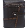 Чоловічий гаманець із коричневої шкіри з хлястиком на кнопці Vintage (2414686) - 7