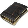 Чоловічий гаманець із коричневої шкіри з хлястиком на кнопці Vintage (2414686) - 10