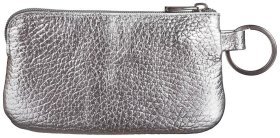 Кожаная женская ключница с кольцом для крепления к сумке Desisan 106690 серебристого цвета