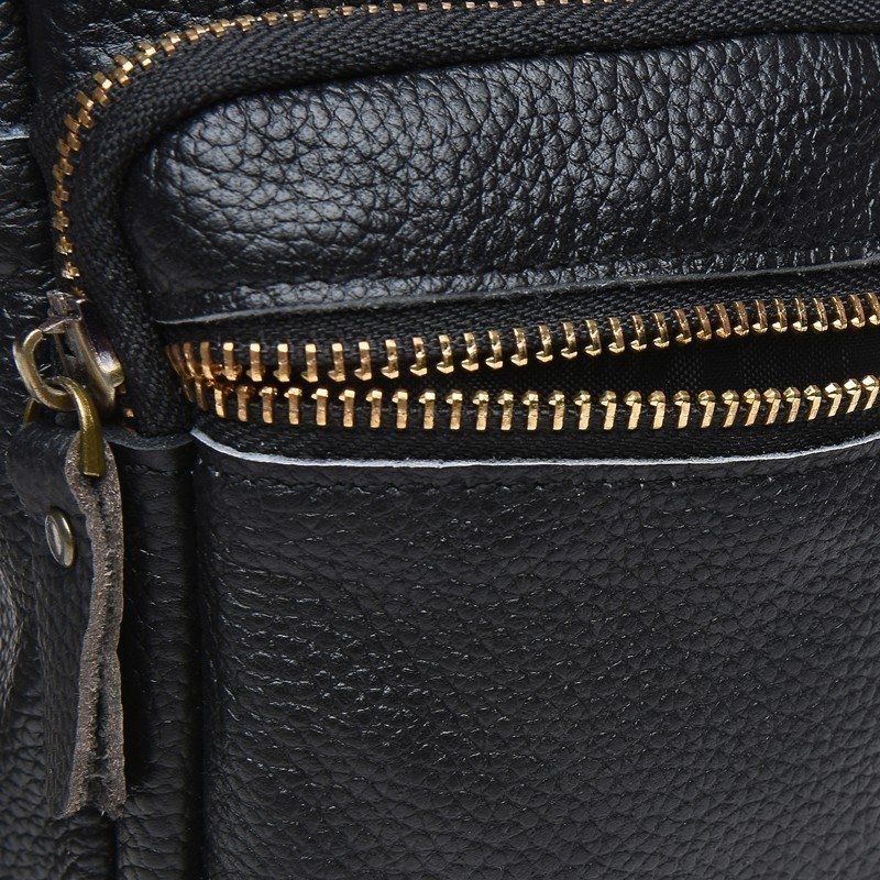 Мужская сумка-барсетка из мягкой кожи с золотистой фурнитурой Keizer (19391)