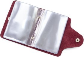 Маленькая визитница из натуральной кожи цвета марсала ST Leather (18859)