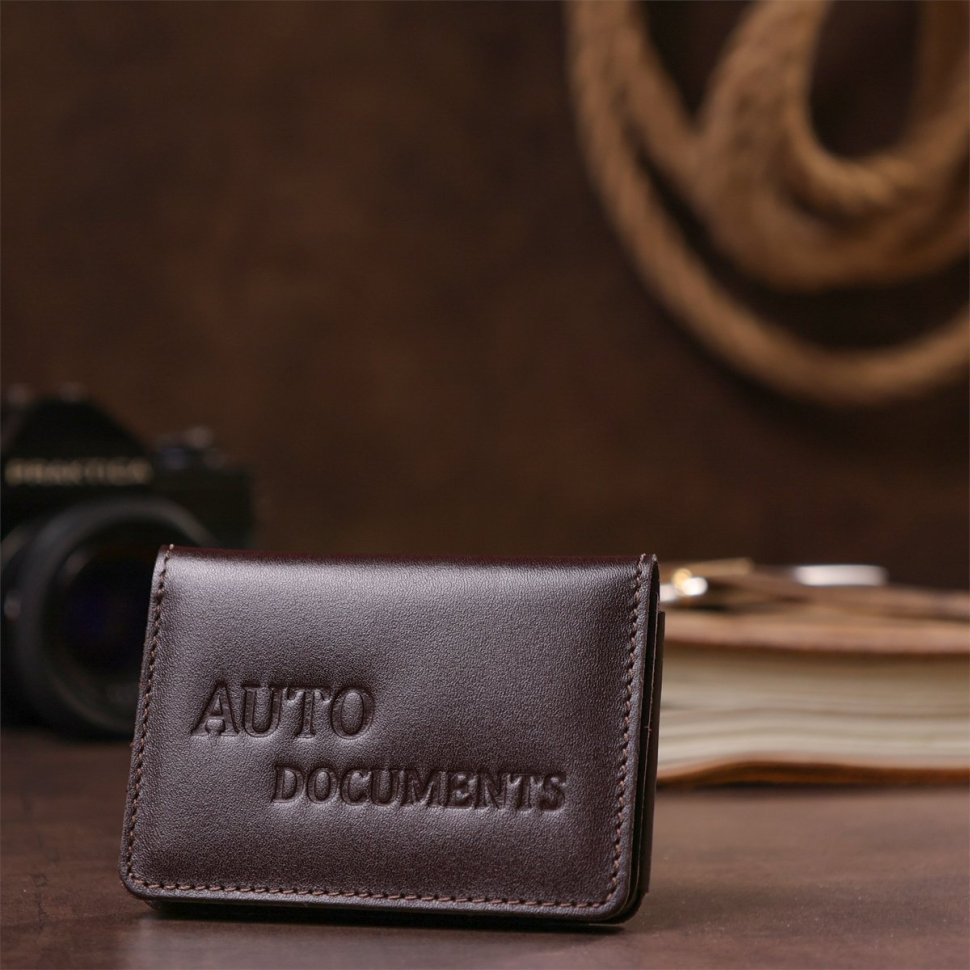 Коричневая обложка для автодокументов из натуральной кожи Shvigel (2413967) modnotak фото №6