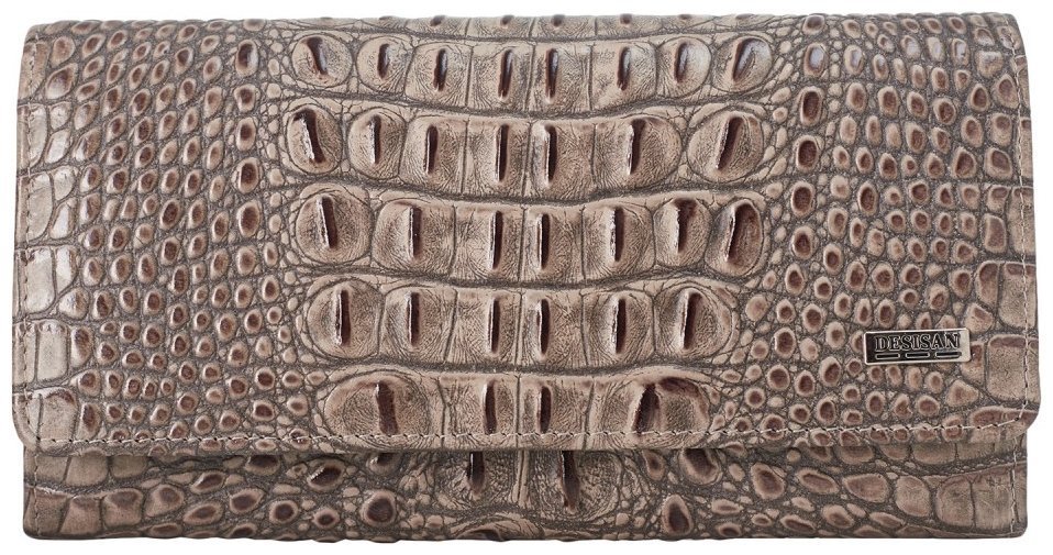 Большой женский кошелек на магните с фактурой под крокодила Desisan 107190 бежевого цвета фото №1 Большой женский кошелек на магните с фактурой под крокодила Desisan 107190 бежевого цвета modnotak фото №1