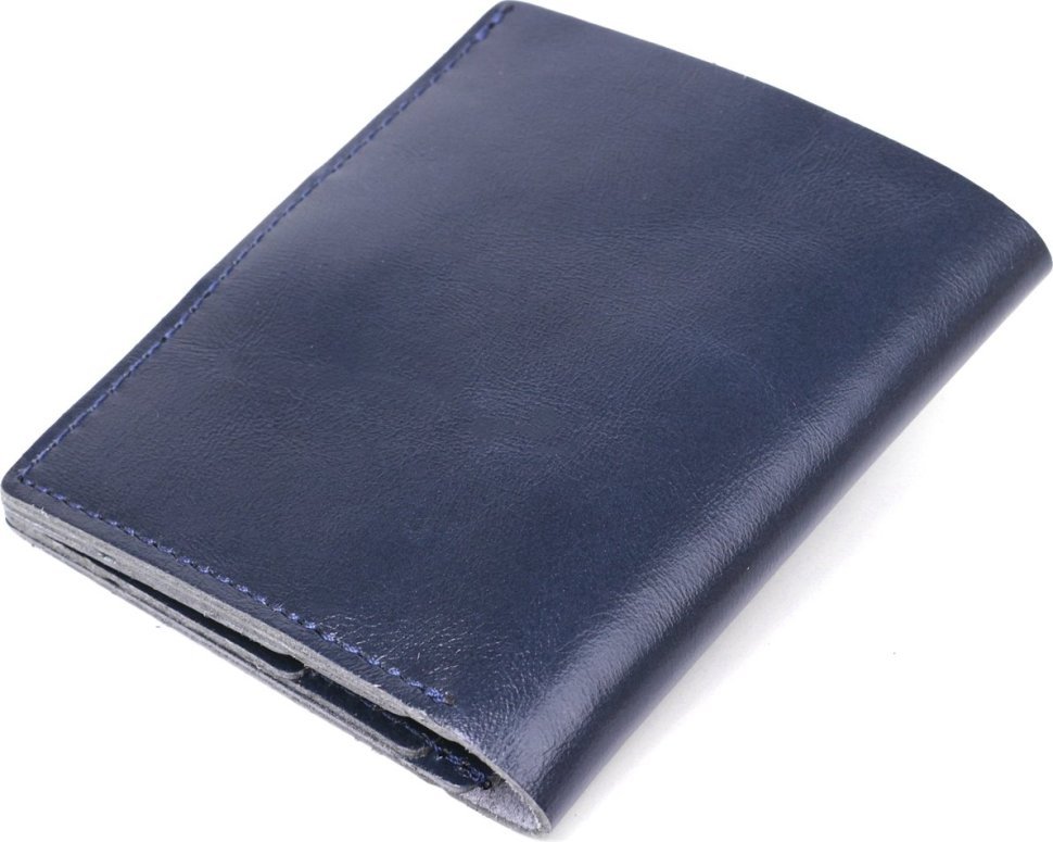 Синее мужское портмоне из натуральной кожи гладкого типа с хлястиком на кнопке Shvigel (2416507)