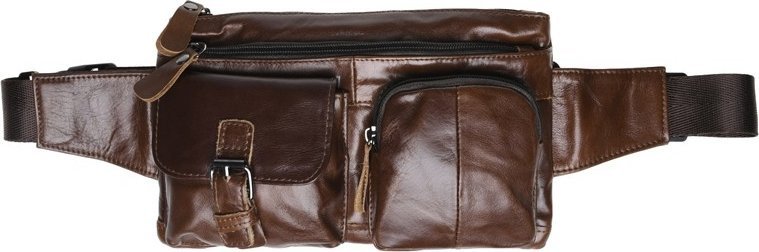 Мужская кожаная поясная сумка коричневого цвета Keizer (57290)