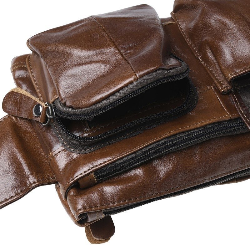 Чоловіча шкіряна сумка пояса коричневого Keizer (57290)