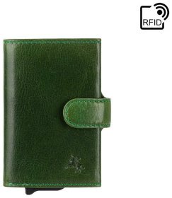 Мужской кошелек-картхолдер из натуральной кожи зеленого цвета Visconti Fireblade 77390