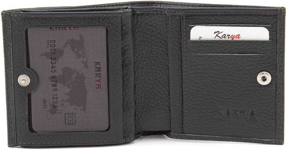 Темно-зелений жіночий гаманець маленького розміру з натуральної шкіри Karya 67490