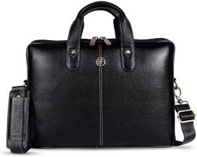 Чоловіча сумка з фактурної шкіри для ноутбука до 13" через плече Hammonds Flycatcher LB105 чорного кольору 107990