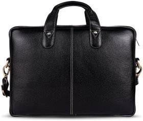Чоловіча сумка з фактурної шкіри для ноутбука до 13" через плече Hammonds Flycatcher LB105 чорного кольору 107990