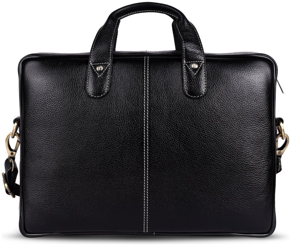 Мужская сумка из фактурной кожи для ноутбука до 13" через плечо Hammonds Flycatcher LB105 черного цвета 107990 modnotak фото №2