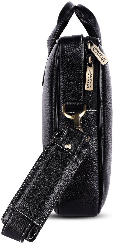 Мужская сумка из фактурной кожи для ноутбука до 13" через плечо Hammonds Flycatcher LB105 черного цвета 107990 modnotak фото №5