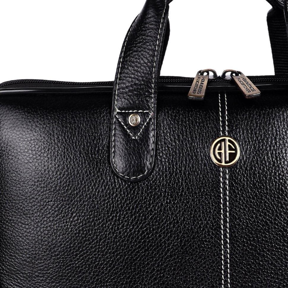 Мужская сумка из фактурной кожи для ноутбука до 13" через плечо Hammonds Flycatcher LB105 черного цвета 107990 modnotak фото №6