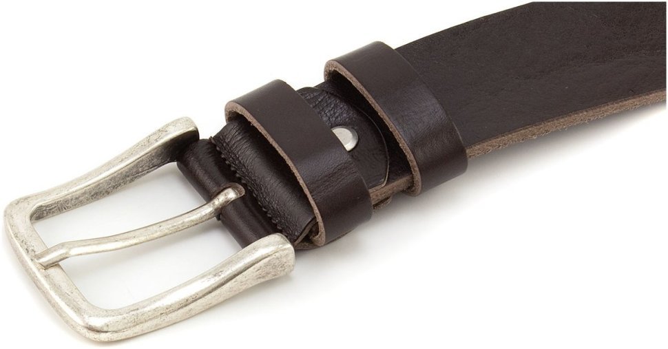Кожаный мужской ремень итальянского производства с мятым эффектом под брюки или джинсы Gherardini 40745-GH-brown коричневого цвета