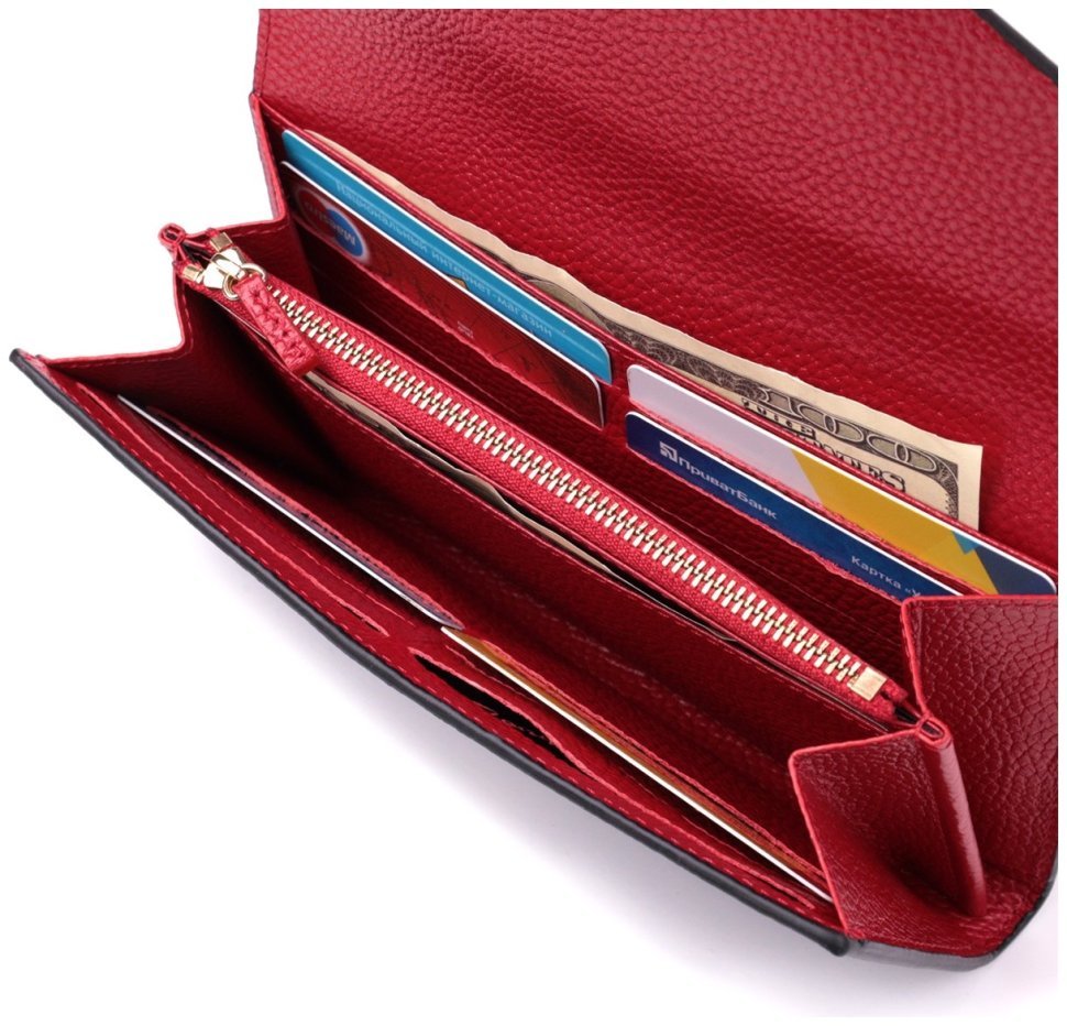 Велике шкіряне жіноче портмоне чорного кольору Tony Bellucci 2422887 modnotak фото №5