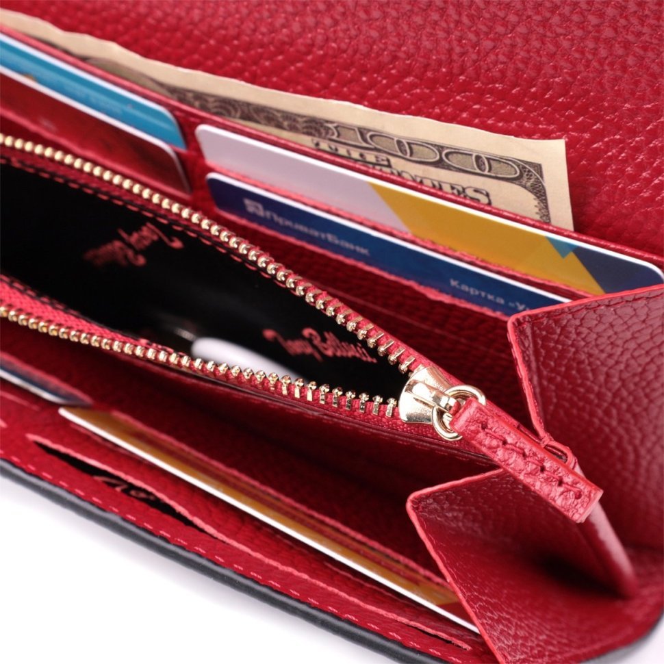 Велике шкіряне жіноче портмоне чорного кольору Tony Bellucci 2422887 modnotak фото №8