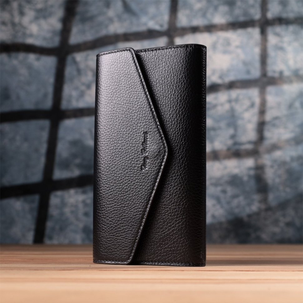 Велике шкіряне жіноче портмоне чорного кольору Tony Bellucci 2422887 modnotak фото №9