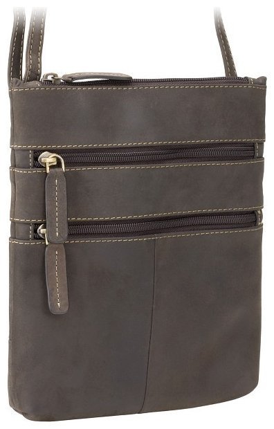 Наплечна сумка з натуральної вінтажної шкіри темно-коричневого кольору Visconti Slim Bag 68890