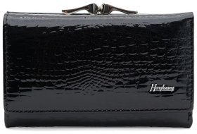 Класичний жіночий гаманець із лакованої шкіри чорного кольору Ricco Grande 108990