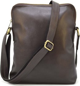 Темно-коричнева чоловіча сумка-планшет із натуральної шкіри на два відділення TARWA (21678)