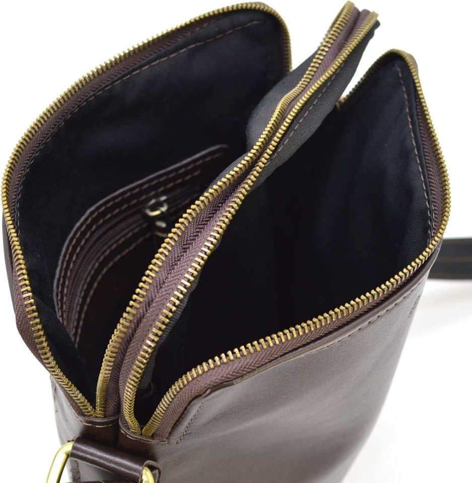 Темно-коричневая мужская сумка-планшет из натуральной кожи на два отделения TARWA (21678)