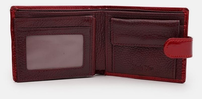Классический лакированный женский кошелек из кожи на кнопке Ricco Grande109090 красный modnotak фото №4