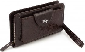 Темно-коричневий чоловічий клатч-гаманець із якісної шкіри флотар KARYA (19602)