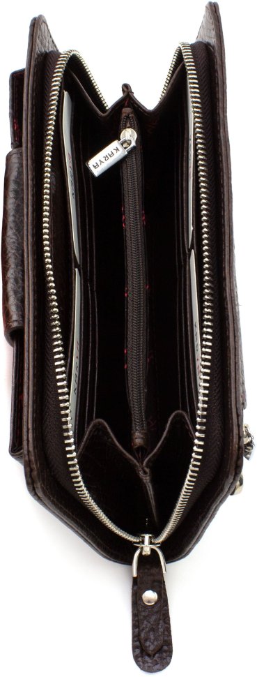 Темно-коричневый мужской клатч-кошелек из качественной кожи флотар KARYA (19602)