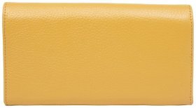 Просторий жіночий гаманець із фактурної шкіри гірчичного кольору із клапаном Desisan 79790