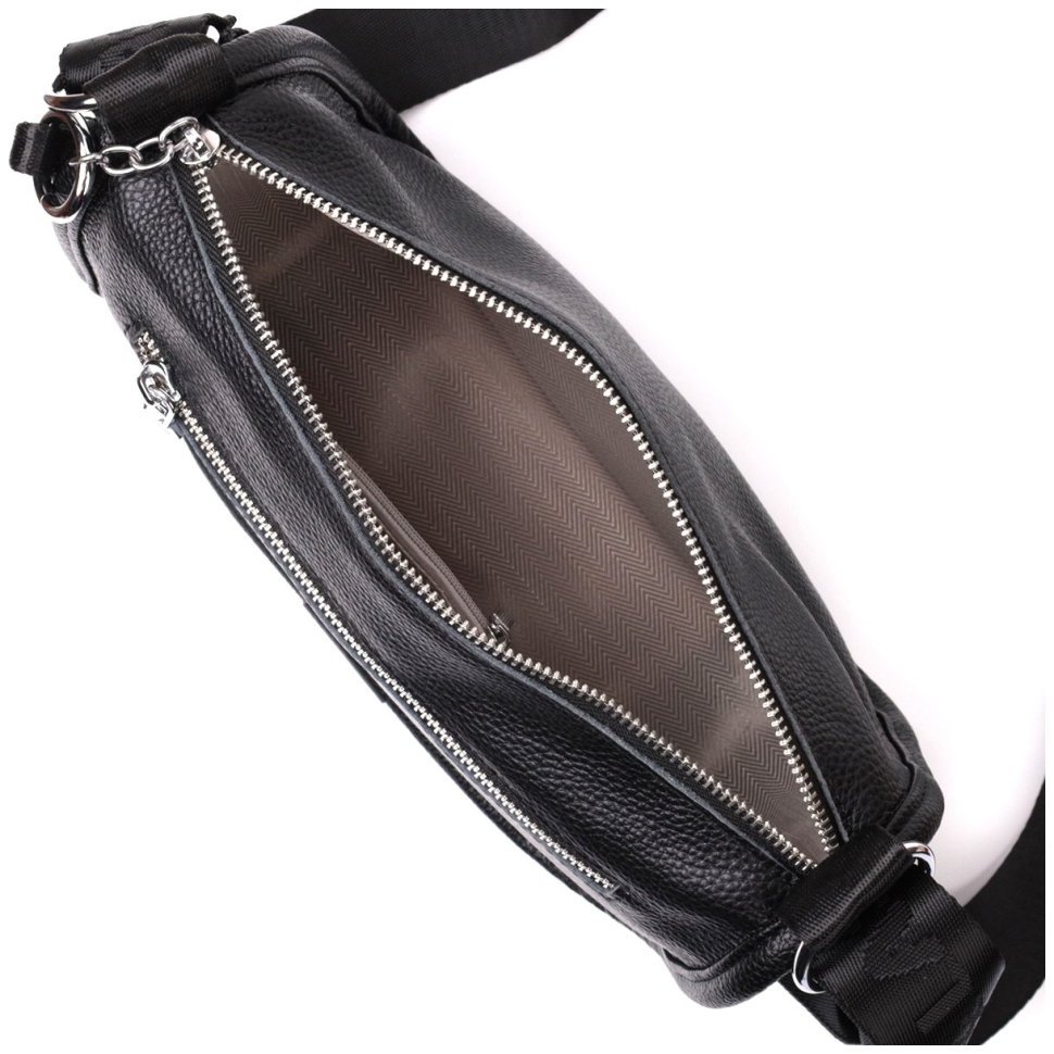 Жіноча сумка із зернистої шкіри чорного кольору з лямкою на плече Vintage 2422253