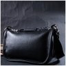 Жіноча сумка із зернистої шкіри чорного кольору з лямкою на плече Vintage 2422253 - 7