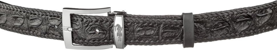 Черный мужской ремень из настоящей кожи крокодила CROCODILE LEATHER (024-18601) modnotak фото №2
