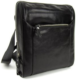 Якісна чоловіча сумка планшет із натуральної шкіри Tavinchi 90791 Чорна