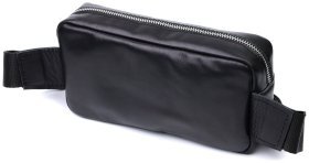 Прямокутна сумка-бананка для чоловіків із натуральної глянсової шкіри Shvigel 91091 Чорна