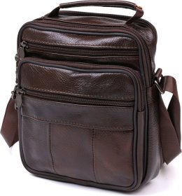 Багатофункціональна чоловіча сумка-барсетка з натуральної шкіри темно-коричневого кольору Vintage (20450)