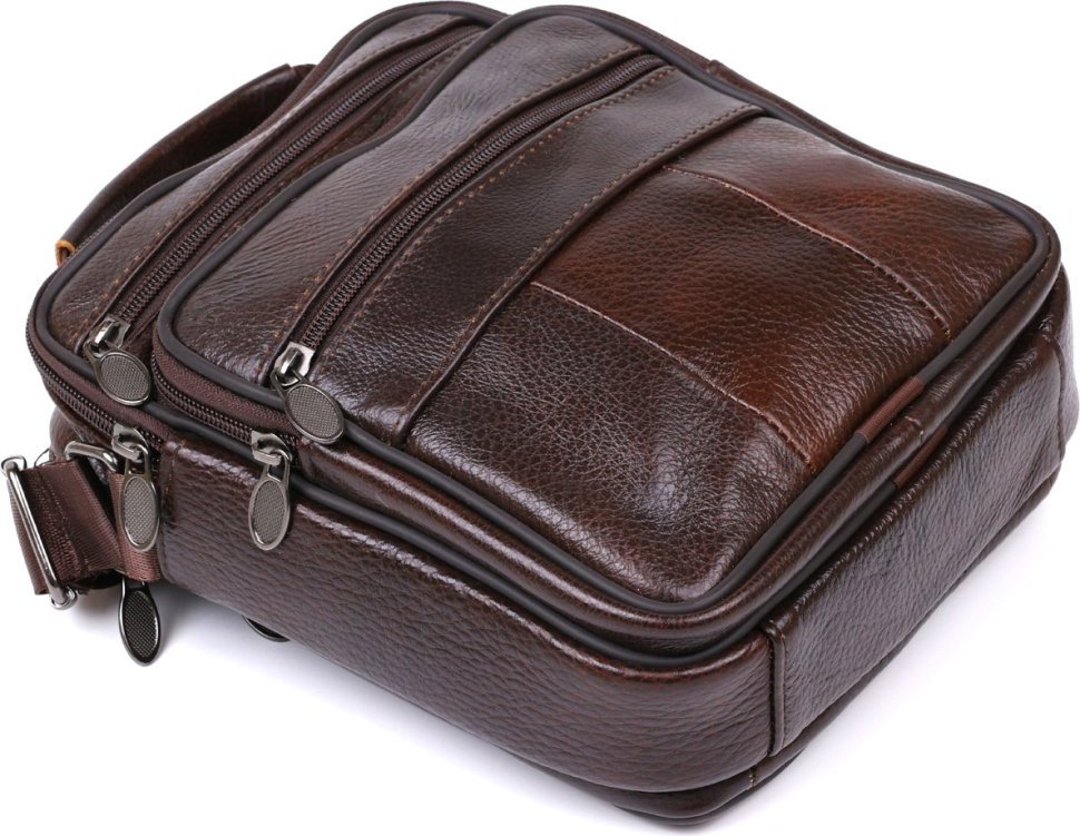 Многофункциональная мужская сумка-барсетка из натуральной кожи темно-коричневого цвета Vintage (20450)