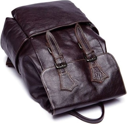 Вместительный рюкзак из натуральной кожи бордового цвета VINTAGE STYLE (14714)