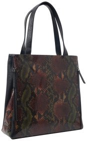 Разноцветная женская сумка из натуральной кожи под змею с длинными ручками Desisan 81591