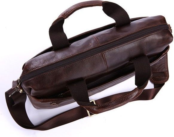Удобная кожаная сумка - мессенджер с карманом для ноутбука VINTAGE STYLE (14114)