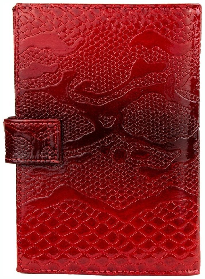 Красная женская обложка из натуральной кожи под змею для паспорта и автодокументов Desisan 81691 modnotak фото №2