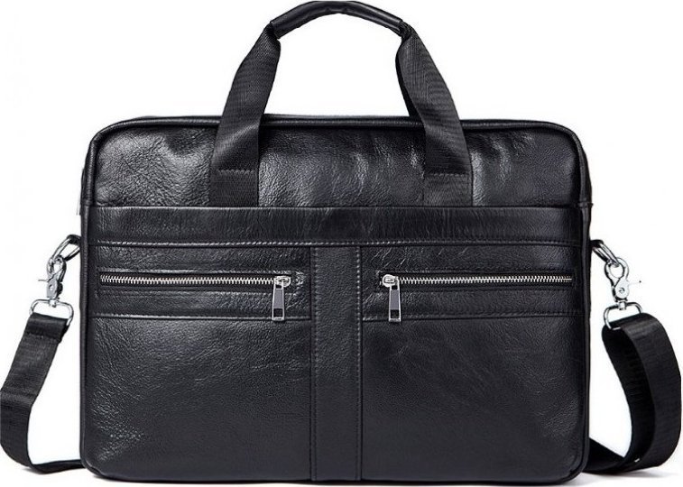 Класична чоловіча ділова сумка для ноутбука чорного кольору VINTAGE STYLE (14625)