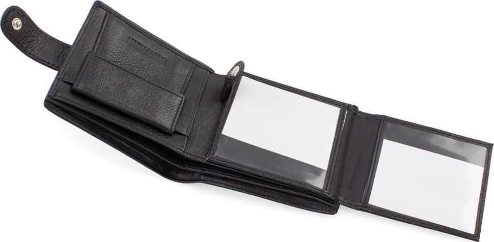 Чорне чоловіче портмоне горизонтального формату з натуральної шкіри Marco Coverna (21587)