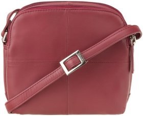 Червона жіноча сумка з натуральної шкіри на три блискавки Visconti (61991)