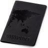 Чорна обкладинка на паспорт із натуральної шкіри з картою світу Shvigel (2413921) - 1