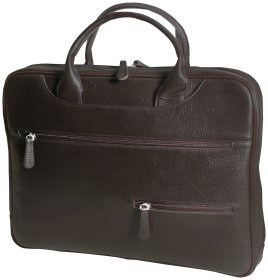 Коричневая сумка для ноутбука15.6″ из натуральной зернистой кожи Vip Collection 102391