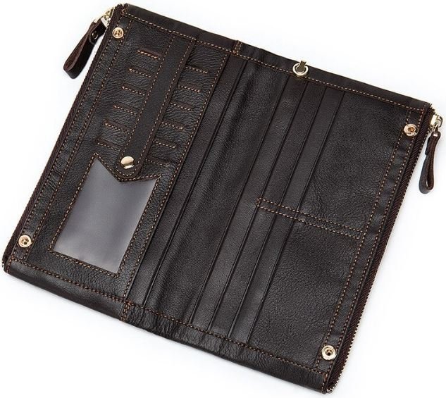 Коричневый кошелек клатч из натуральной гладкой кожи VINTAGE STYLE (14910)