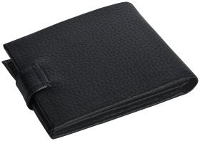 Портмоне горизонтальне зі шкіри флотар на кнопці Vip Collection 102591 (чорне)