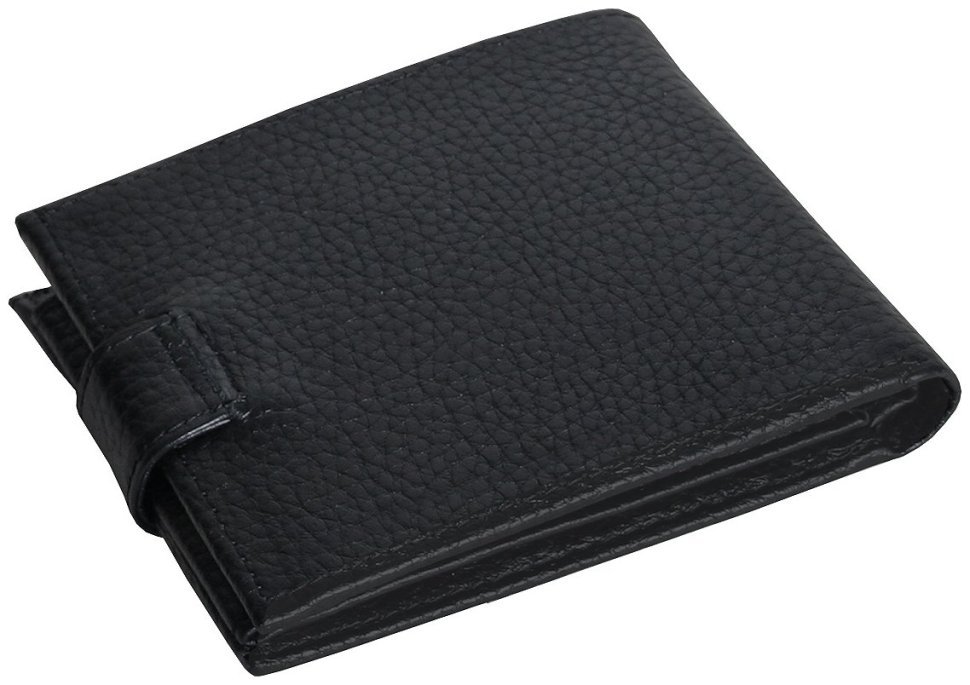 Портмоне горизонтальне зі шкіри флотар на кнопці Vip Collection 102591 (чорне) modnotak фото №2