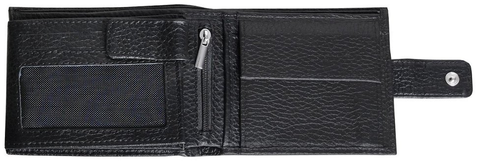 Портмоне горизонтальне зі шкіри флотар на кнопці Vip Collection 102591 (чорне) modnotak фото №3